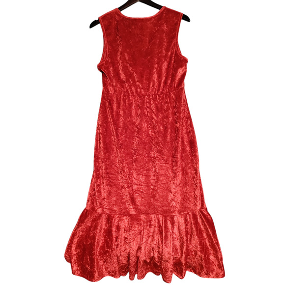 Espresso Womens Red Velour Dress Size Large Sleeveless V-Neck Mermaid Valentines - Picture 4 of 12